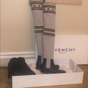 Givenchy Storm Rubber Knit Thigh High Boot 36